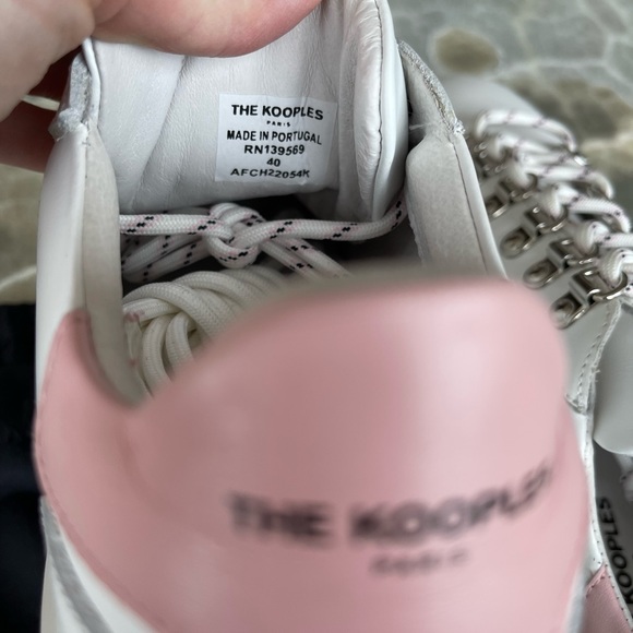 NWT The Kooples White Leather Sneakers with Pink, Size 9 (The Kooples size 40) - Picture 17 of 17